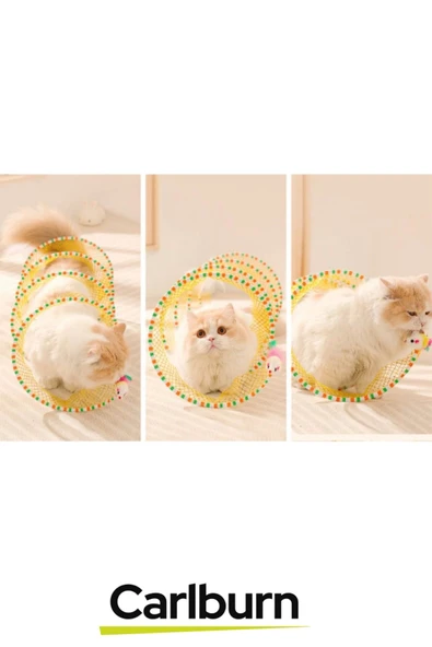 Özel Üretim Tel Destekli Yer Kaplamaz Taşınabilir Kolay Katlanabilir Oyun Kedi File Tüneli - 3