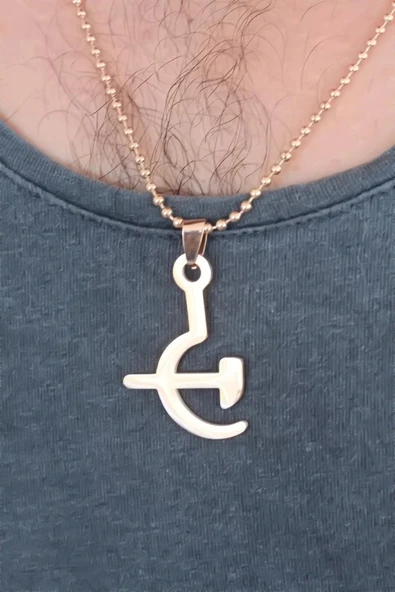 Rose Renk Metal Orak ve Balta Figürlü Erkek Kolye - 2