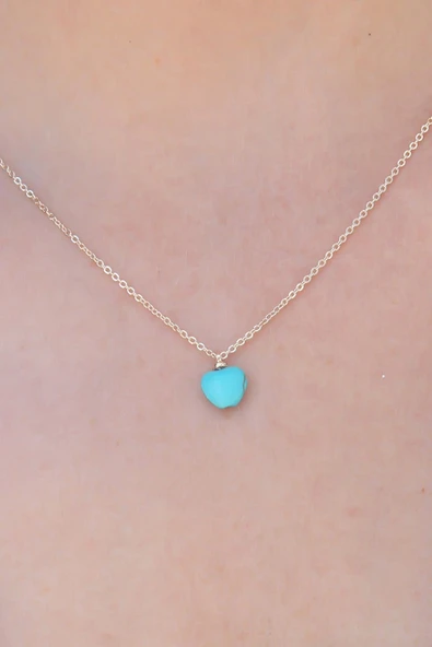 Gold Renk Mavi Boncuk Figür Kadın Kolye - Resim 2