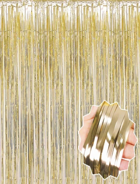 Nessiworld Mat Altın Püsküllü Kapı Perdesi - Parti, Bekarlığa Veda, Doğum Günü 1x2 m - Resim 3