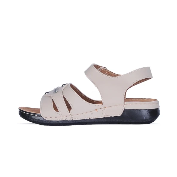 Ayakcenter 1108 Serra Cırtlı Kadın Düz Sandalet - Resim 2