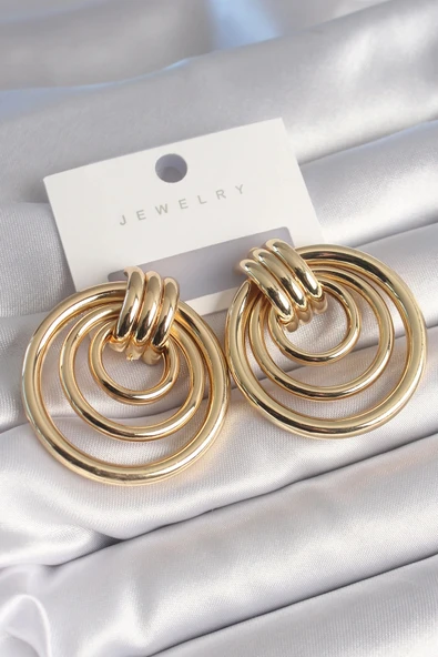 Pirinç Gold Renk Halka Model Kadın Küpe ürün görseli