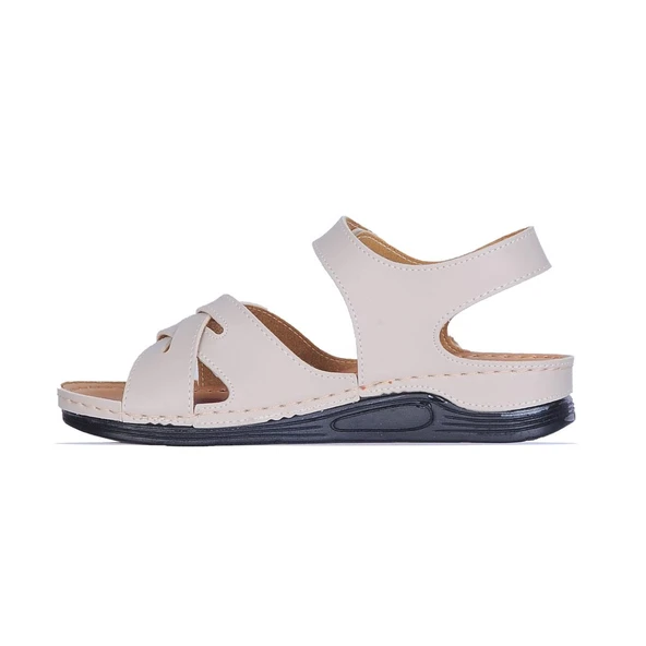 Ayakcenter 1107 Serra Cırtlı Kadın Düz Sandalet - Resim 2