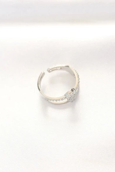 2li Görünümlü Topçuk Model Silver Renk Ayarlanabilir Yüzük - 3
