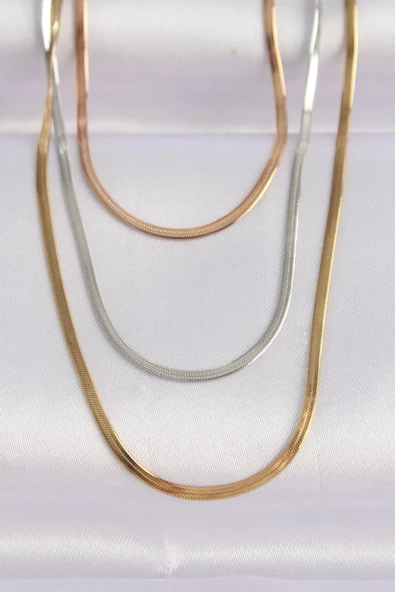 316L Çelik 3 Renkli İtalyan Zincir Çoklu Kolye ürün görseli