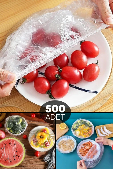 Tilbe Home 500 Adet Şeffaf Bone Pratik Tazeliği Koruyan Tencere Tabak Bonesi Gıda Koruma Saklama Kapak Bonesi