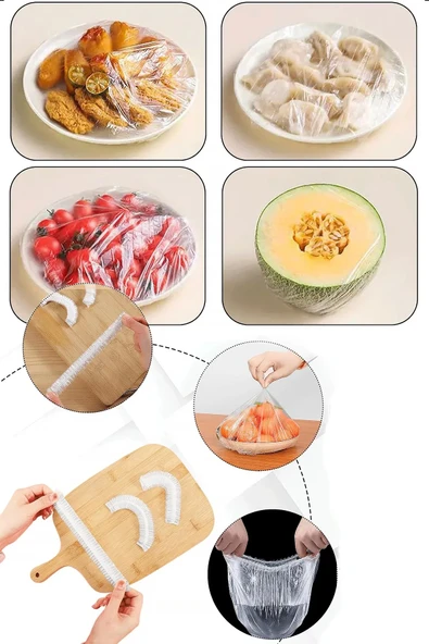 Tilbe Home 500 Adet Şeffaf Bone Pratik Tazeliği Koruyan Tencere Tabak Bonesi Gıda Koruma Saklama Kapak Bonesi - 5