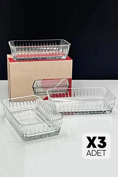 Tilbe Home 3'lü Cam Kase Seti Kahvaltılık Reçellik Kabı 225cc Mutfak Çerezlik Sunumluk Cam Kase Seti ürün görseli 1