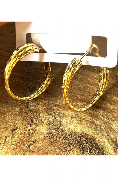 Monalisa Home Gold Renk Lüks Gösterişli Figürlü Halka Küpe ürün görseli 1