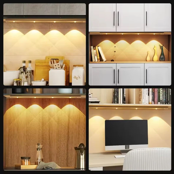 SİYAH RENK 4 LED 50 CM HAREKET SENSÖRLÜ LED IŞIK TEZGAH ALTI OFİS EV LED LAMBA - Resim 6