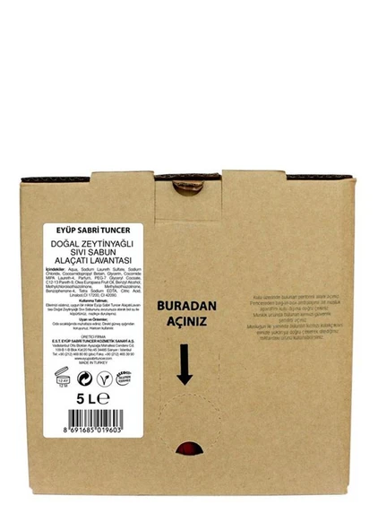 Eyüp Sabri Tuncer Zeytinyağlı Sıvı Sabun Ayvalık Zeytin Çiçeği 5lt Bag In Box Endüstriyel ürün görseli 1