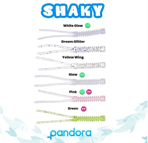 Pandora Shaky LRF Silicon 5cm 10'lu Renk: White Glow - 5