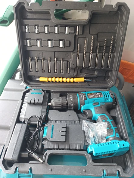 24v şarjlı matkap darbeli çift akülü 24 parça çantalı şarjlı vidalama matkap seti - 2