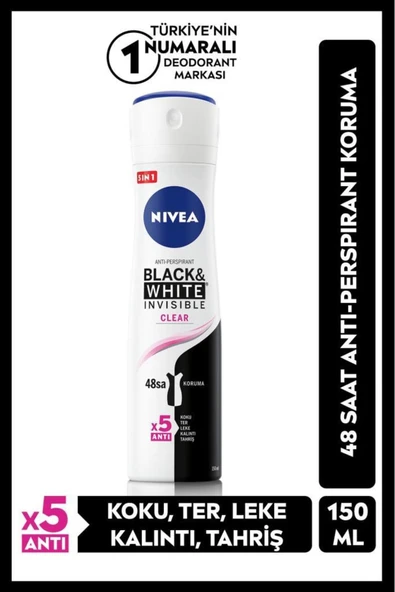 Nivea Kadın Sprey Deodorant Kadın Black&white Invisible Clear 150 ml ürün görseli