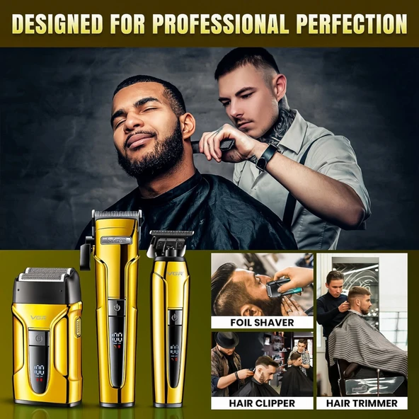 VGR Voyager V-694 Profesyonel Şarjlı Traş Makinesi Seti - 3'ü 1 Arada Kuaför Seti - Resim 10