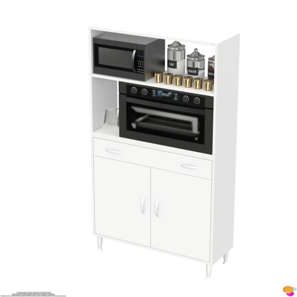 Modilayn VİO Fırın Dolabı (90x163,4x32.5 cm) Çekmeceli Kapaklı Mini/Midi Mikrodalga Mutfak Dolabı - 7