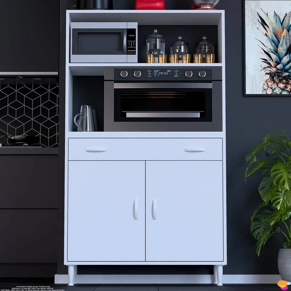 Modilayn VİO Fırın Dolabı (90x163,4x32.5 cm) Çekmeceli Kapaklı Mini/Midi Mikrodalga Mutfak Dolabı