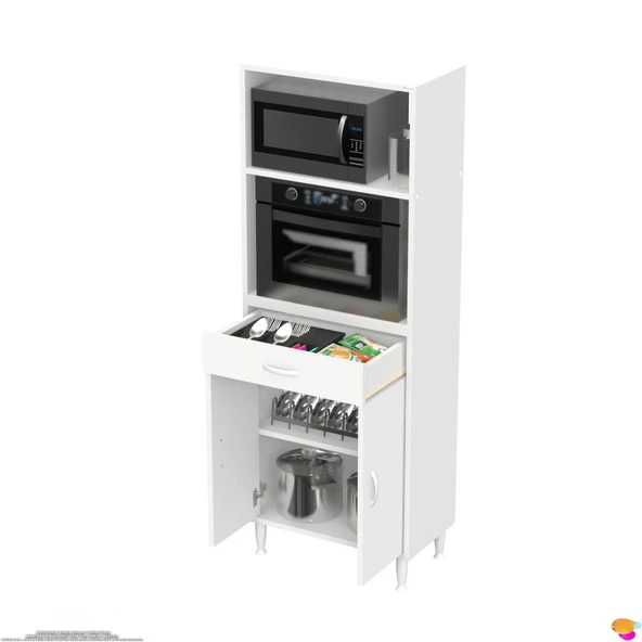 Modilayn VİO Fırın Dolabı (65x163,4x32.5 cm) Çekmeceli Kapaklı Mini/Midi Mikrodalga Mutfak Dolabı - Resim 7