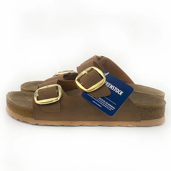 Birkenstock Arizona Gold Tokalı Yumuşak Kemer Kahve Kadın Terlik