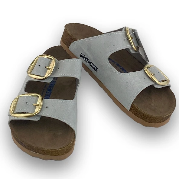 Birkenstock Arizona Gold Tokalı Yumuşak Kemer Taş Kadın Terlik - 4