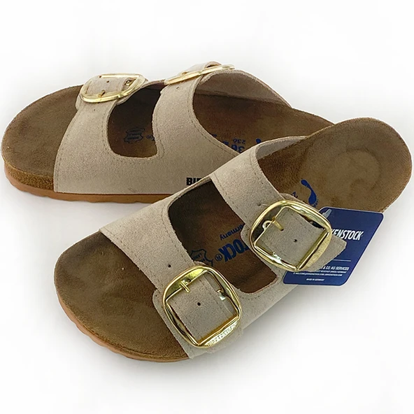 Birkenstock Arizona Gold Tokalı Yumuşak Kemer Bej Kadın Terlik - 4