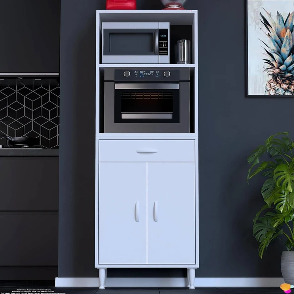 Modilayn VİO Fırın Dolabı (65x163,4x32.5 cm) Çekmeceli Kapaklı Mini/Midi Mikrodalga Mutfak Dolabı ürün görseli 1