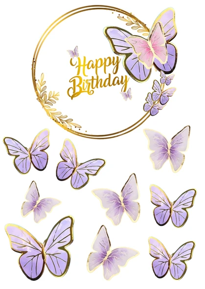 Kelebek Yenilebilir Cupcake ve Pasta Resim Baskı ürün görseli