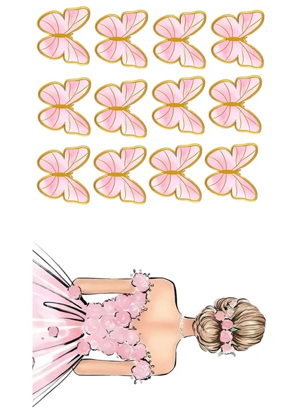 Kelebek ve Kız Yenilebilir Cupcake ve Pasta Resim Baskı ürün görseli