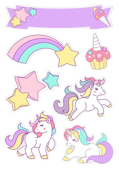 Unicorn Yenilebilir Cupcake ve Pasta Resim Baskı ürün görseli