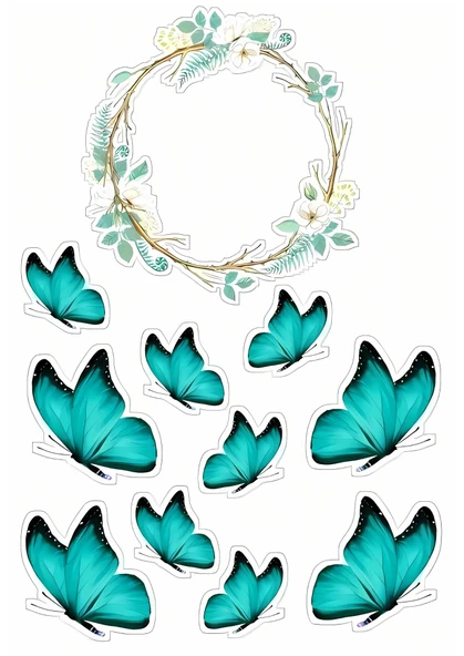 Kelebek Yenilebilir Cupcake ve Pasta Resim Baskı ürün görseli