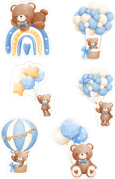 Ayıcık Mavi Yenilebilir Cupcake ve Pasta Resim Baskı ürün görseli