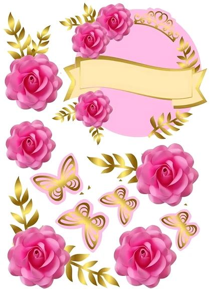 Kelebek Çiçek Yenilebilir Cupcake ve Pasta Resim Baskı ürün görseli