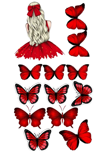 Kelebek ve Kız Yenilebilir Cupcake ve Pasta Resim Baskı ürün görseli