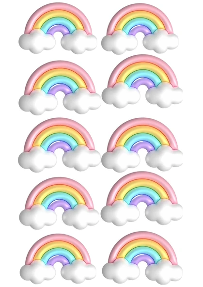 Gökkuşağı Yenilebilir Cupcake ve Pasta Resim Baskı ürün görseli