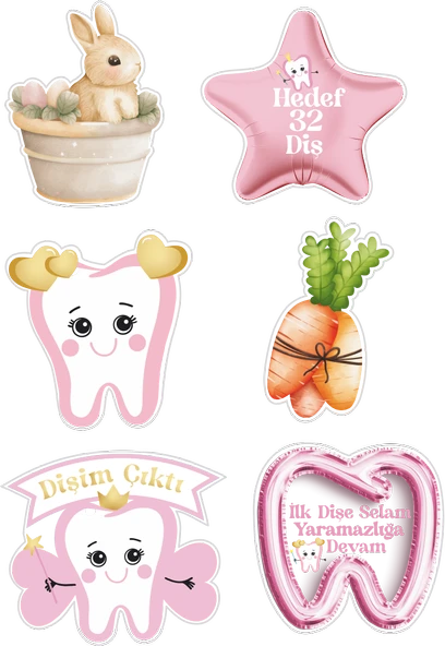 Diş Pembe Yenilebilir Cupcake ve Pasta Resim Baskı ürün görseli