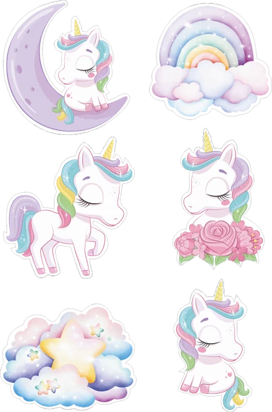 Unicorn Yenilebilir Cupcake ve Pasta Resim Baskı ürün görseli