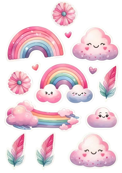 Gökkuşağı Yenilebilir Cupcake ve Pasta Resim Baskı ürün görseli