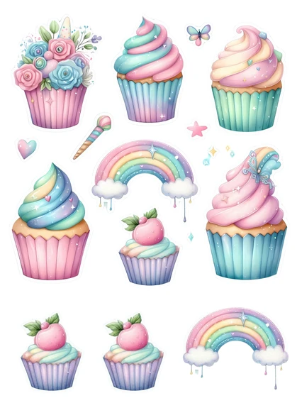 Cupcake Yenilebilir Cupcake ve Pasta Resim Baskı ürün görseli