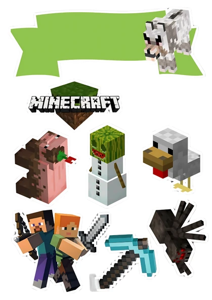 Minecraft Yenilebilir Cupcake ve Pasta Resim Baskı ürün görseli