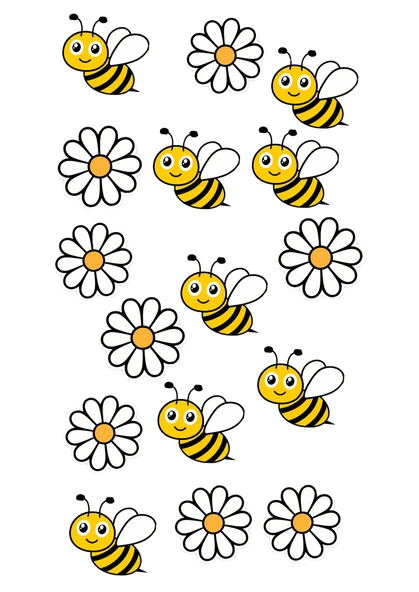 Arı ve Papatya Yenilebilir Cupcake ve Pasta Resim Baskı ürün görseli