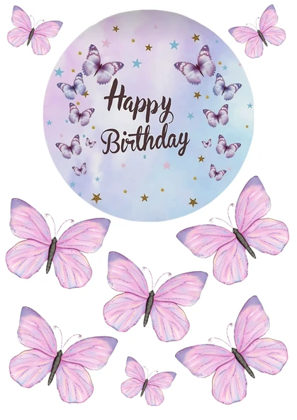 Kelebek Yenilebilir Cupcake ve Pasta Resim Baskı ürün görseli