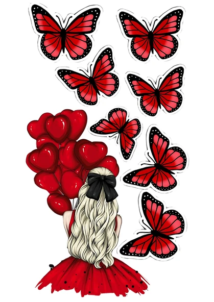 Kelebek ve Kız Yenilebilir Cupcake ve Pasta Resim Baskı ürün görseli