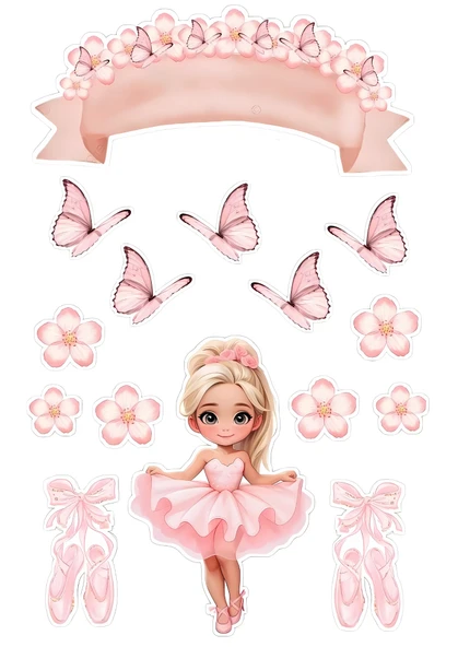 Balerin Yenilebilir Cupcake ve Pasta Resim Baskı ürün görseli