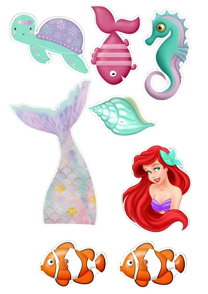 Deniz Kızı Yenilebilir Cupcake ve Pasta Resim Baskı ürün görseli