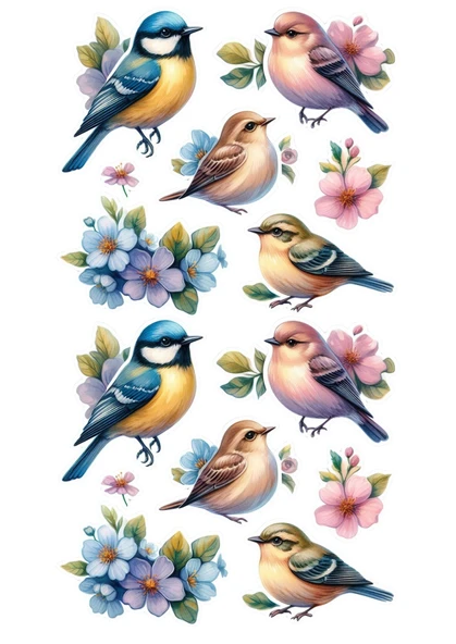 Kuş Çiçek Yenilebilir Cupcake ve Pasta Resim Baskı ürün görseli