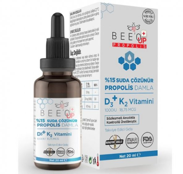 Beeo Up 15 Suda Çözünür Propolis + D3K2 Damla 20 ml