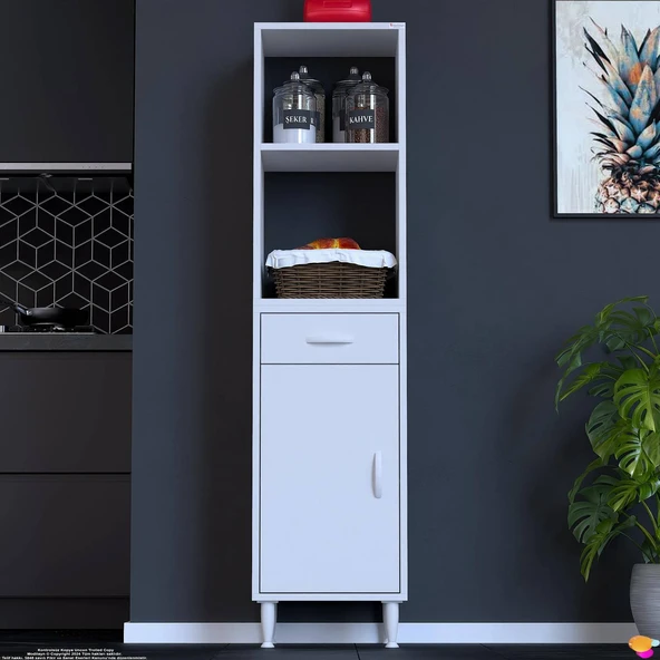 Modilayn VİO Fırın Dolabı (45x163,4x32.5 cm) Çekmeceli Kapaklı Mini/Midi Mikrodalga Mutfak Dolabı - 3