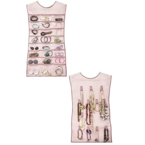 BUFFER® Elbise Şeklinde Takı Düzenleyici İki Taraflı Mücevherler Ve Takılar İçin Takı Organizer - 3