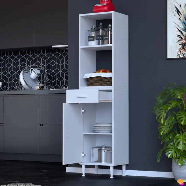 Modilayn VİO Fırın Dolabı (40x163,4x32.5 cm) Çekmeceli Kapaklı Mini/Midi Mikrodalga Mutfak Dolabı - 3