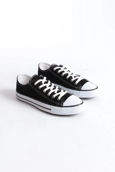 JET-0422 Luke Bağcıklı Keten Kumaş Erkek Günlük Sneaker Ayakkabı KBT - Siyah - Resim 4